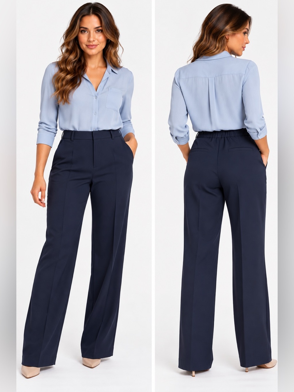 b.young Navy Trousers